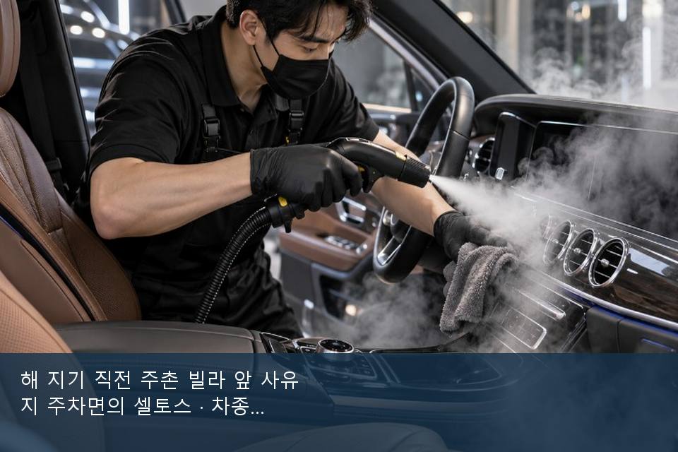 해 지기 직전 주촌 빌라 앞 사유지 주차면의 셀토스 · 차종 기준 금액
